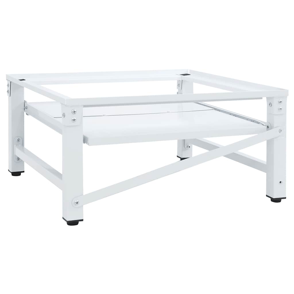 Washing Machine Pedestal with Pull-out Shelf White