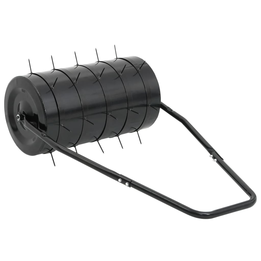 Garden Lawn Roller Pull with Aerator Clamps Black 42 L Iron and Steel