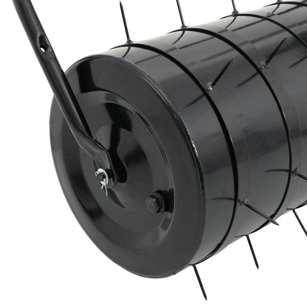 Garden Lawn Roller Pull with Aerator Clamps Black 42 L Iron and Steel