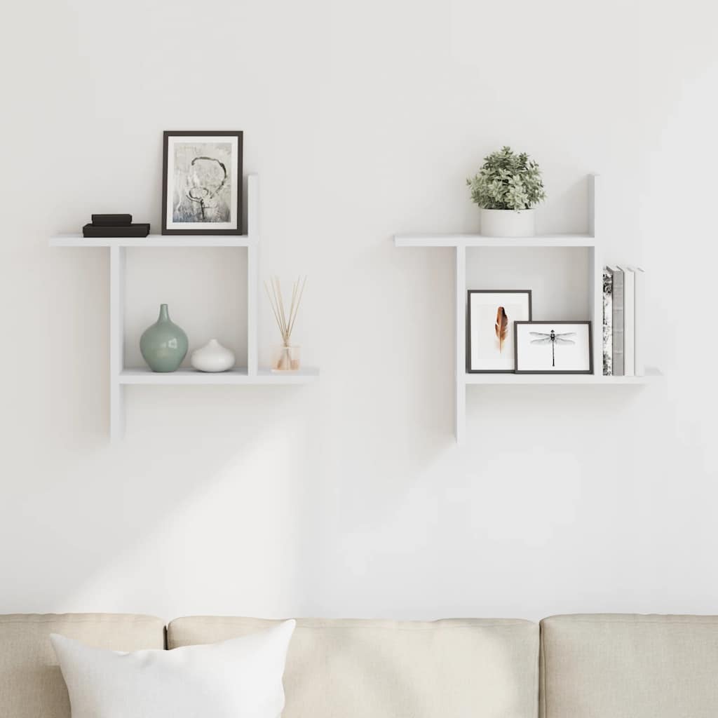 Wall Shelves 2 pcs White 50x12x50 cm Engineered Wood
