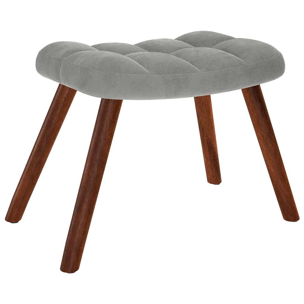 Relaxing Chair with Stool Light Grey Velvet