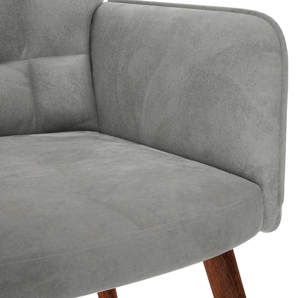 Relaxing Chair with Stool Light Grey Velvet