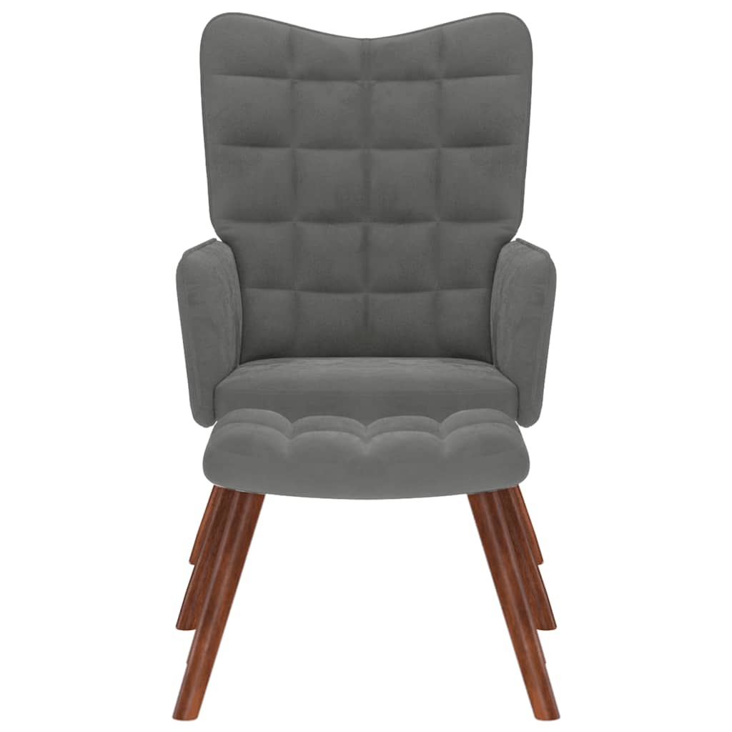 Relaxing Chair with Stool Dark Grey Velvet