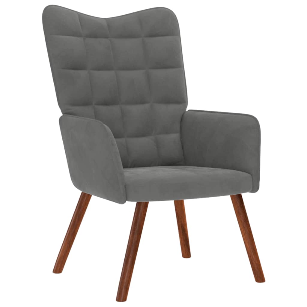 Relaxing Chair with Stool Dark Grey Velvet
