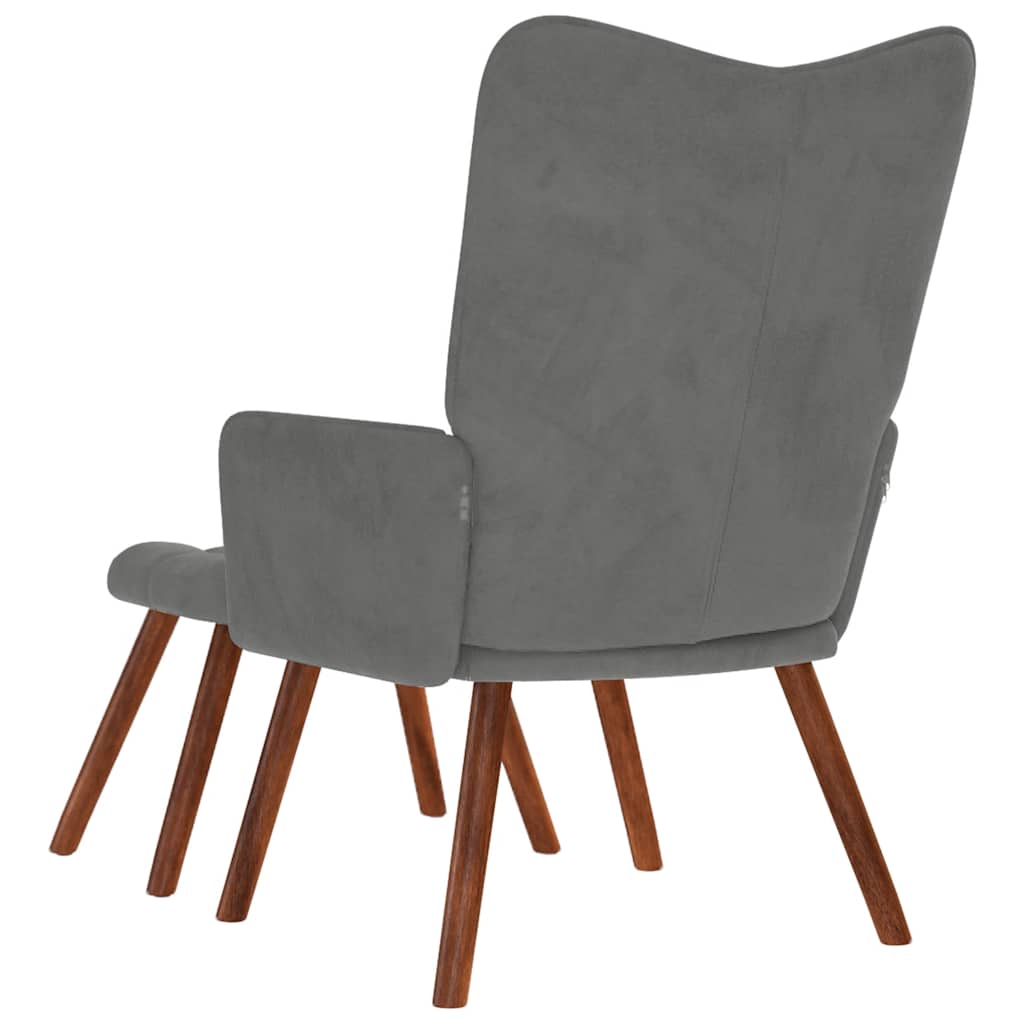 Relaxing Chair with Stool Dark Grey Velvet