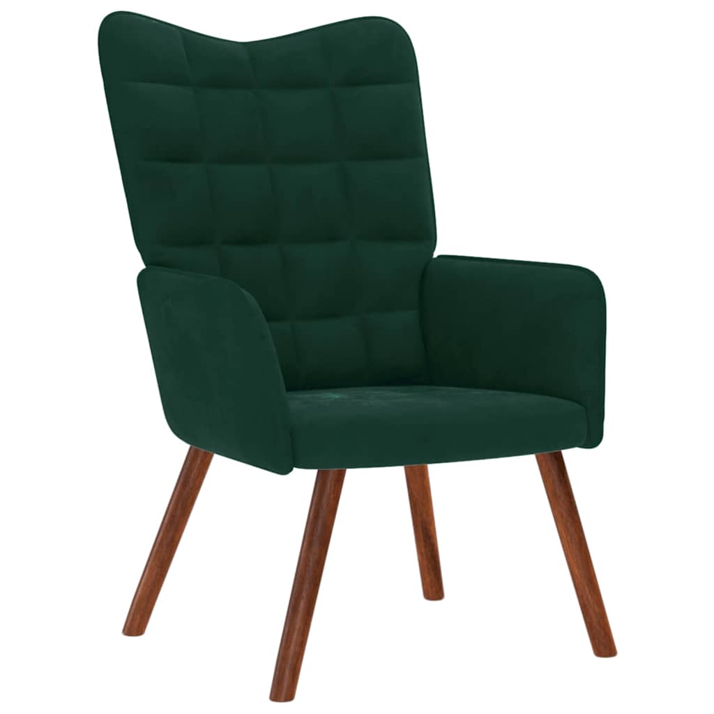 Relaxing Chair with Stool Dark Green Velvet