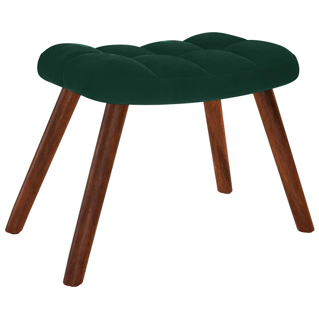 Relaxing Chair with Stool Dark Green Velvet