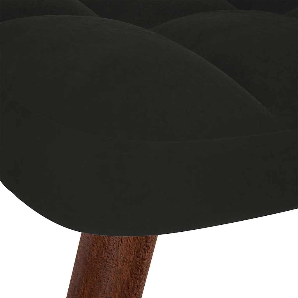 Relaxing Chair with Stool Black Velvet