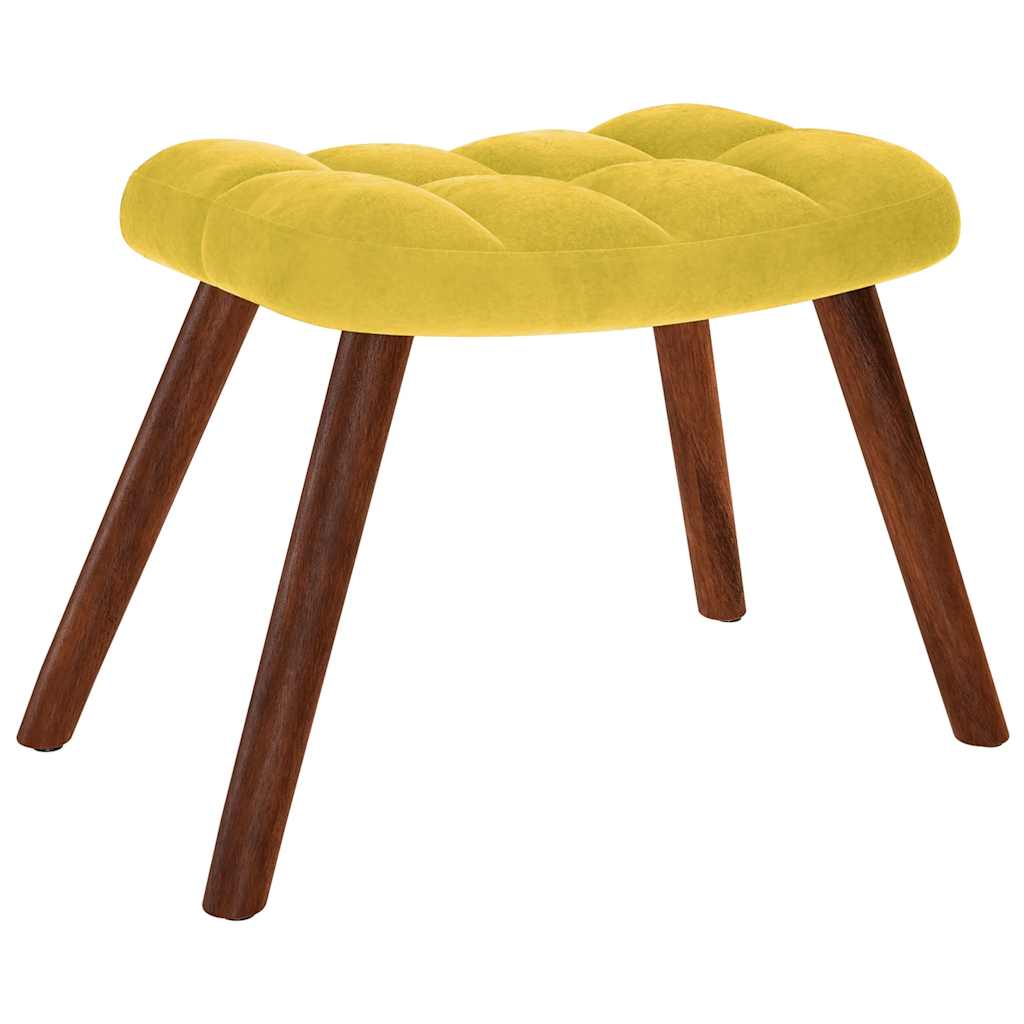 Relaxing Chair with Stool Yellow Velvet
