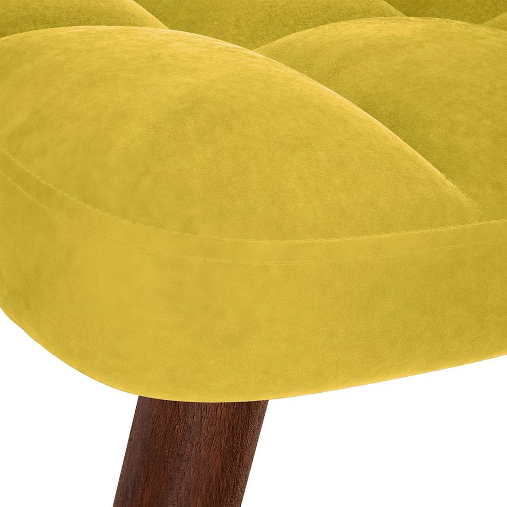 Relaxing Chair with Stool Yellow Velvet