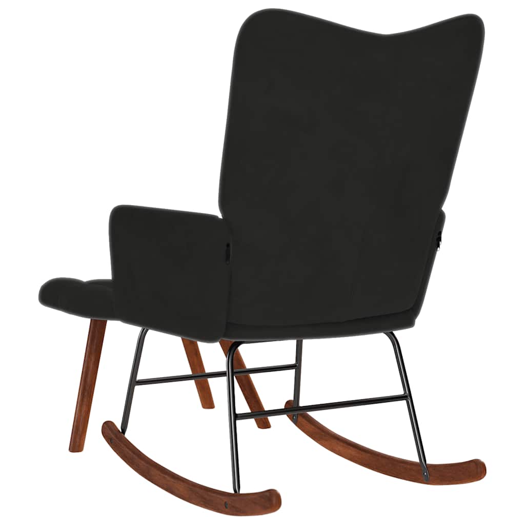 Rocking Chair with Stool Black Velvet