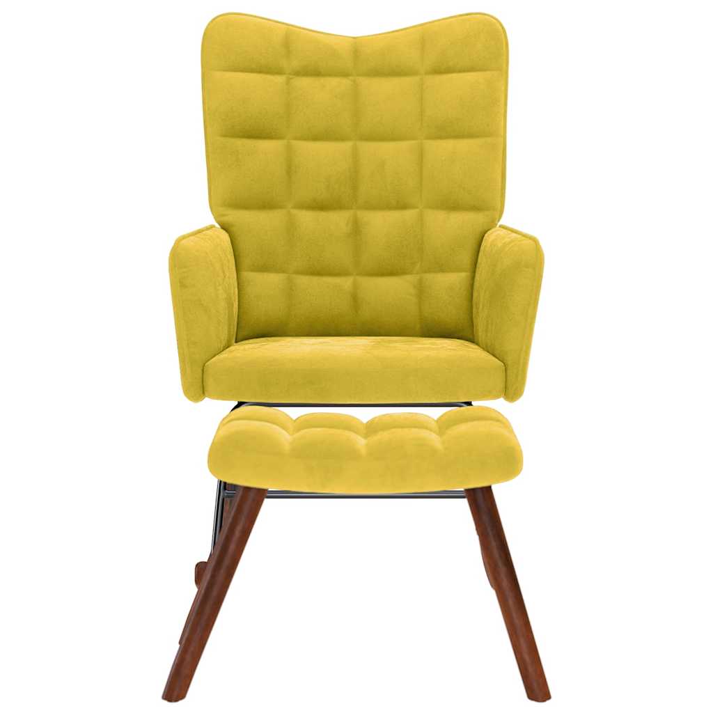 Rocking Chair with Stool Yellow Velvet