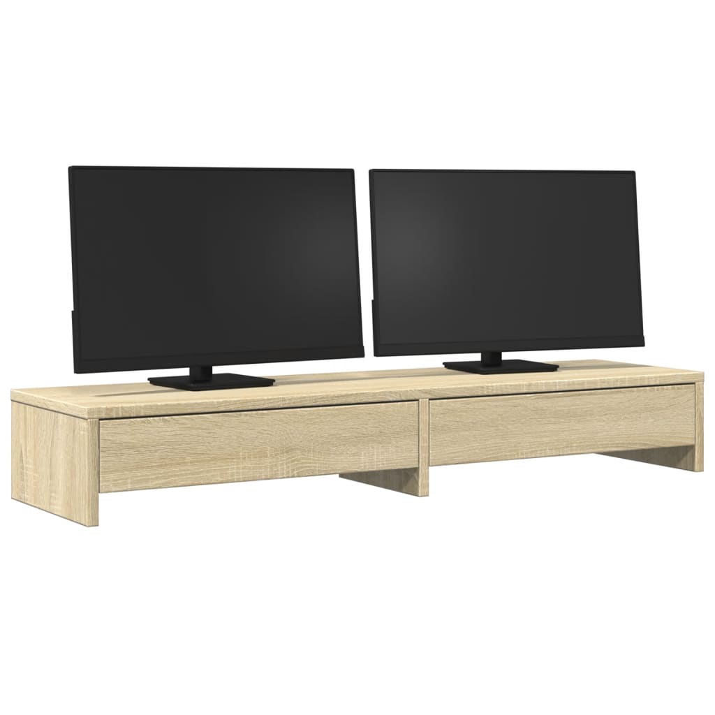 Monitor Stand with Drawers Sonoma Oak 100x27x15 cm Engineered Wood