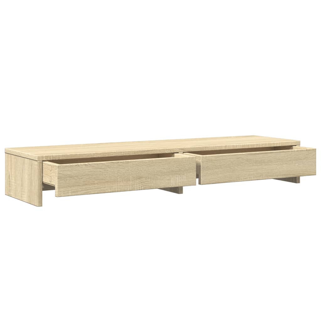 Monitor Stand with Drawers Sonoma Oak 100x27x15 cm Engineered Wood