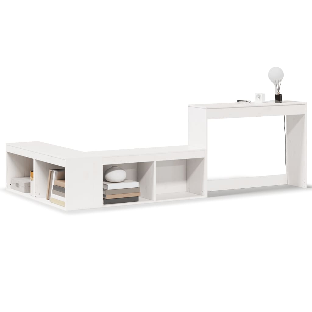 Bedside Cabinet with Desk White 232x122x75 cm Solid Wood Pine
