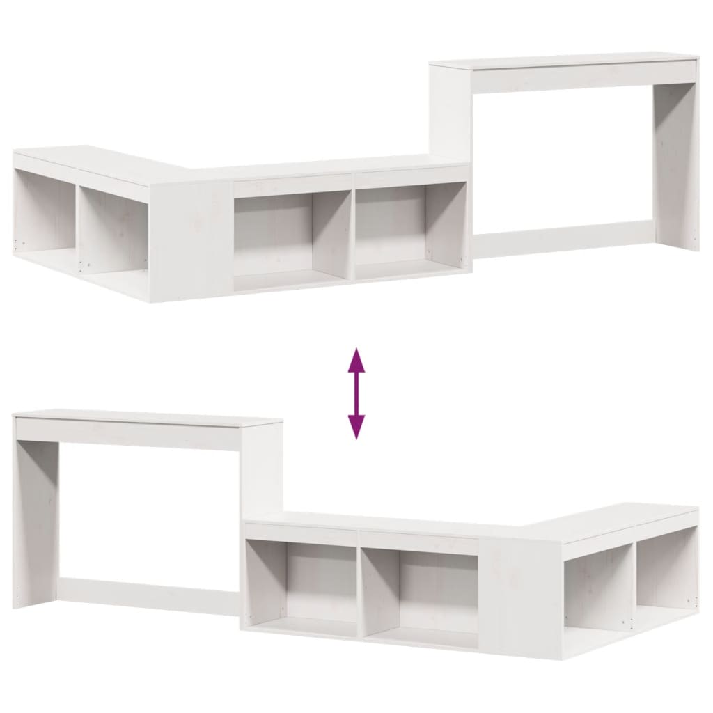 Bedside Cabinet with Desk White 232x122x75 cm Solid Wood Pine