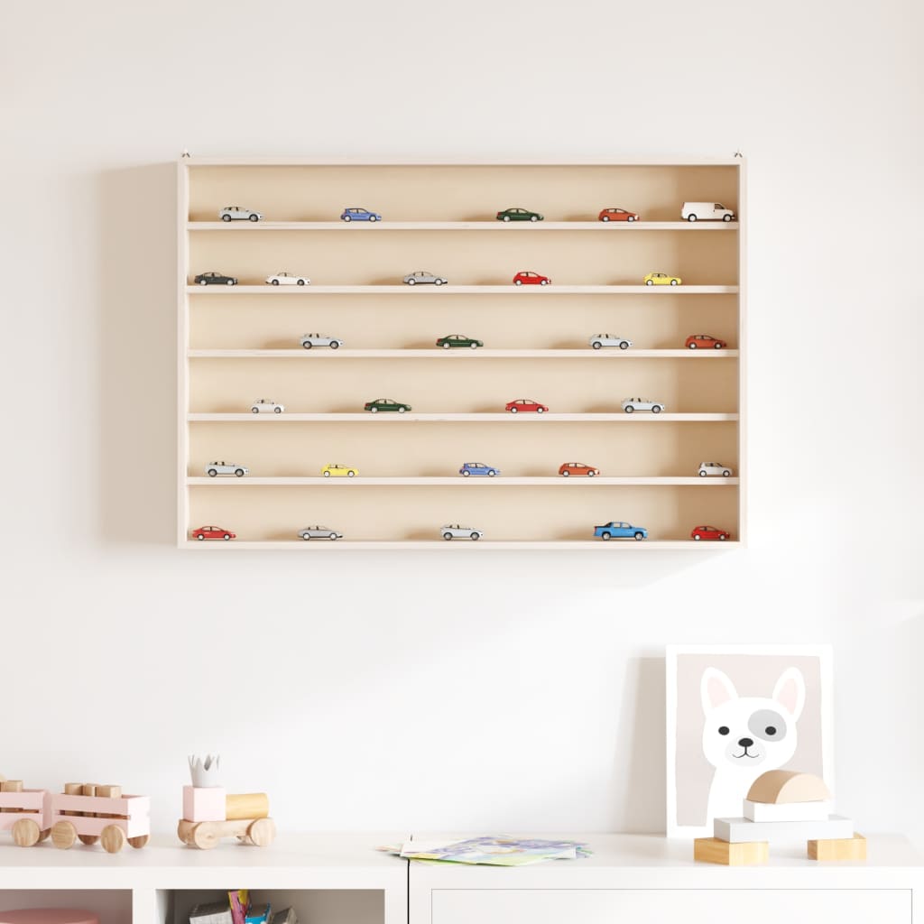 Wooden Collector's Display Case with 6 Shelves 80x8,5x55cm