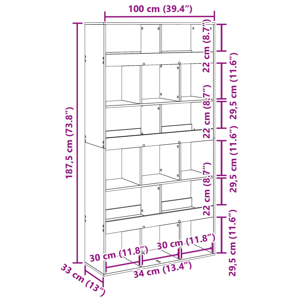 Room Divider White 100x33x187,5 cm Engineered Wood