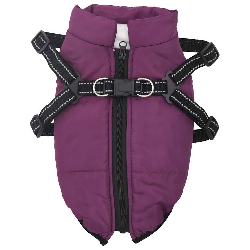 Dog Coat with Harness Waterproof Reflective Purple S