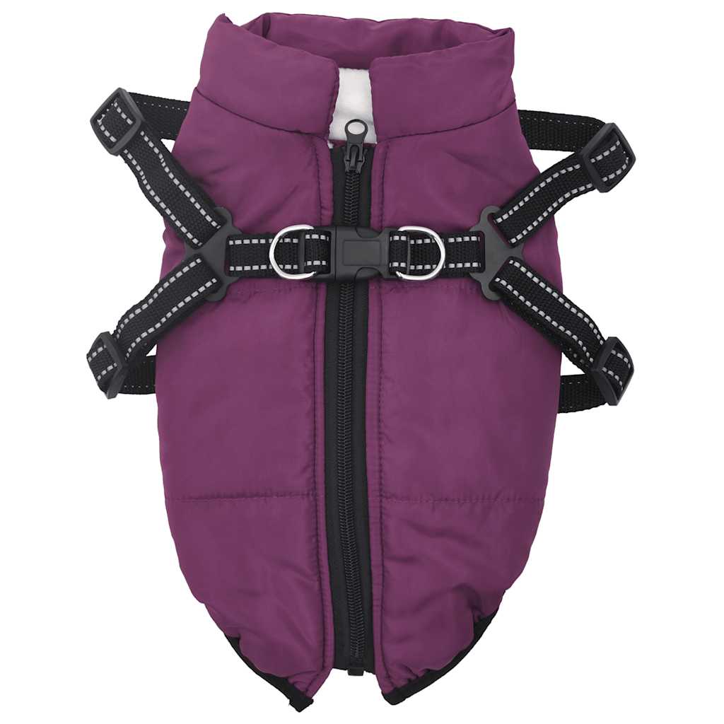 Dog Coat with Harness Waterproof Reflective Purple M