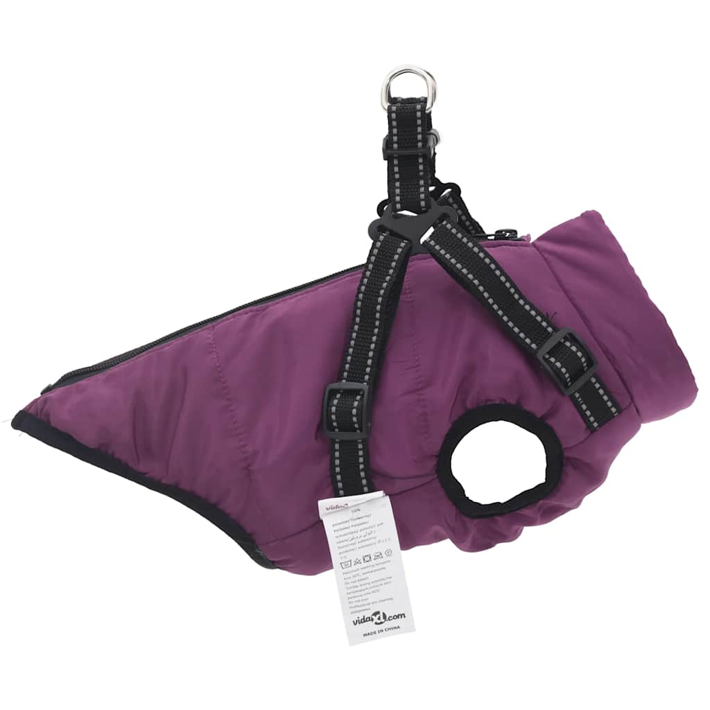 Dog Coat with Harness Waterproof Reflective Purple M