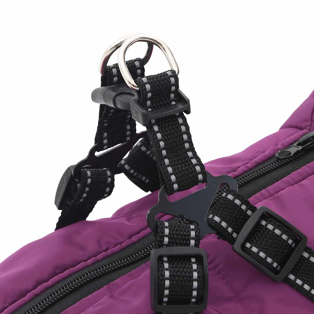 Dog Coat with Harness Waterproof Reflective Purple 3XL