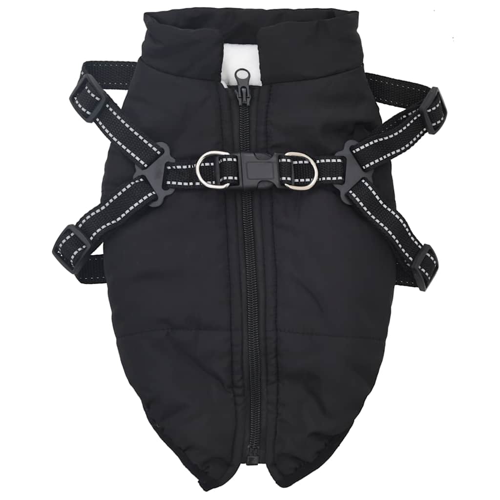 Dog Coat with Harness Waterproof Reflective Black S
