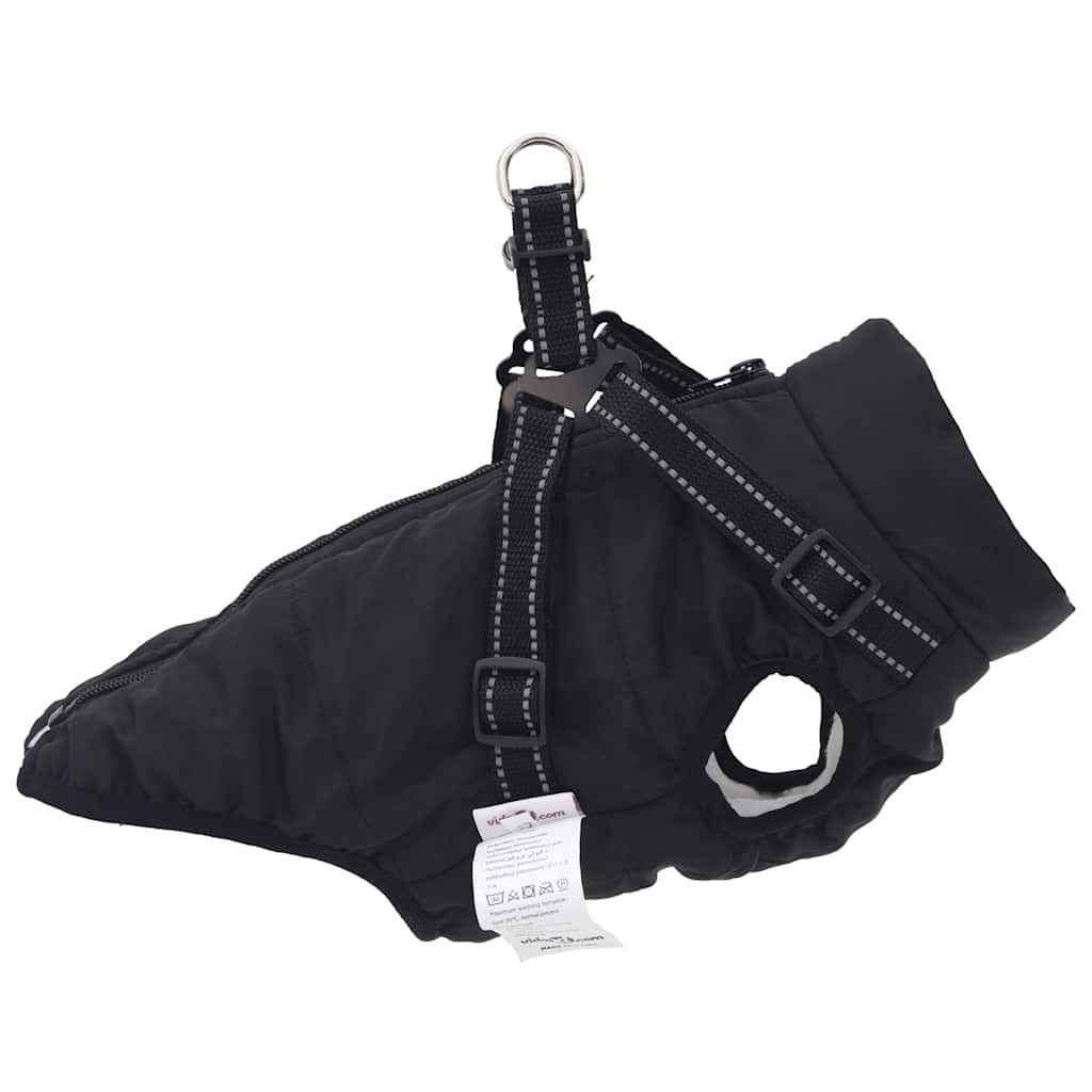Dog Coat with Harness Waterproof Reflective Black XL