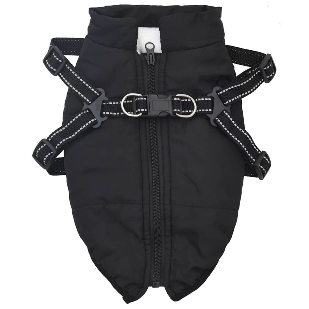 Dog Coat with Harness Waterproof Reflective Black 2XL