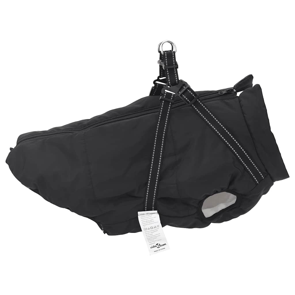 Dog Coat with Harness Waterproof Reflective Black 3XL