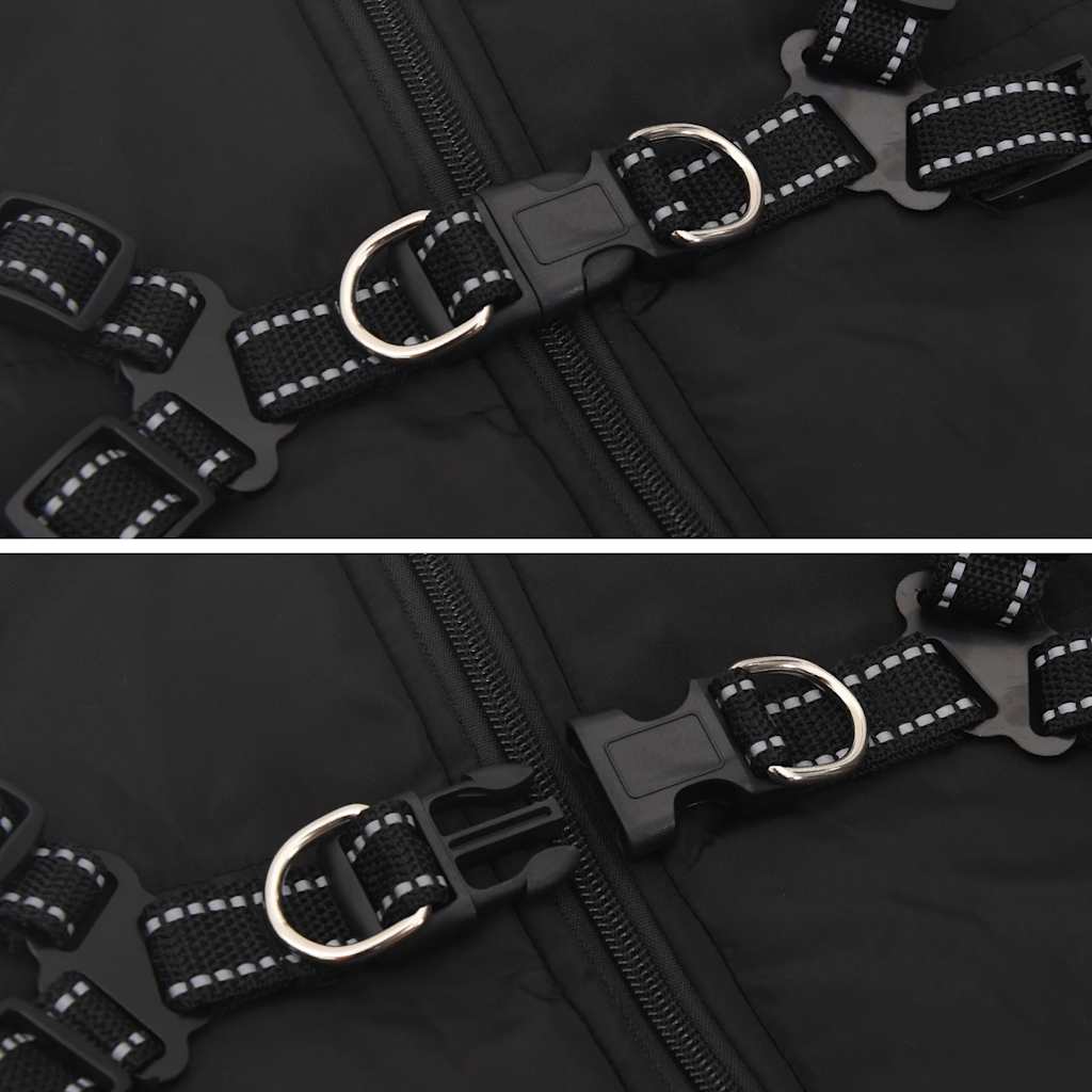 Dog Coat with Harness Waterproof Reflective Black 3XL