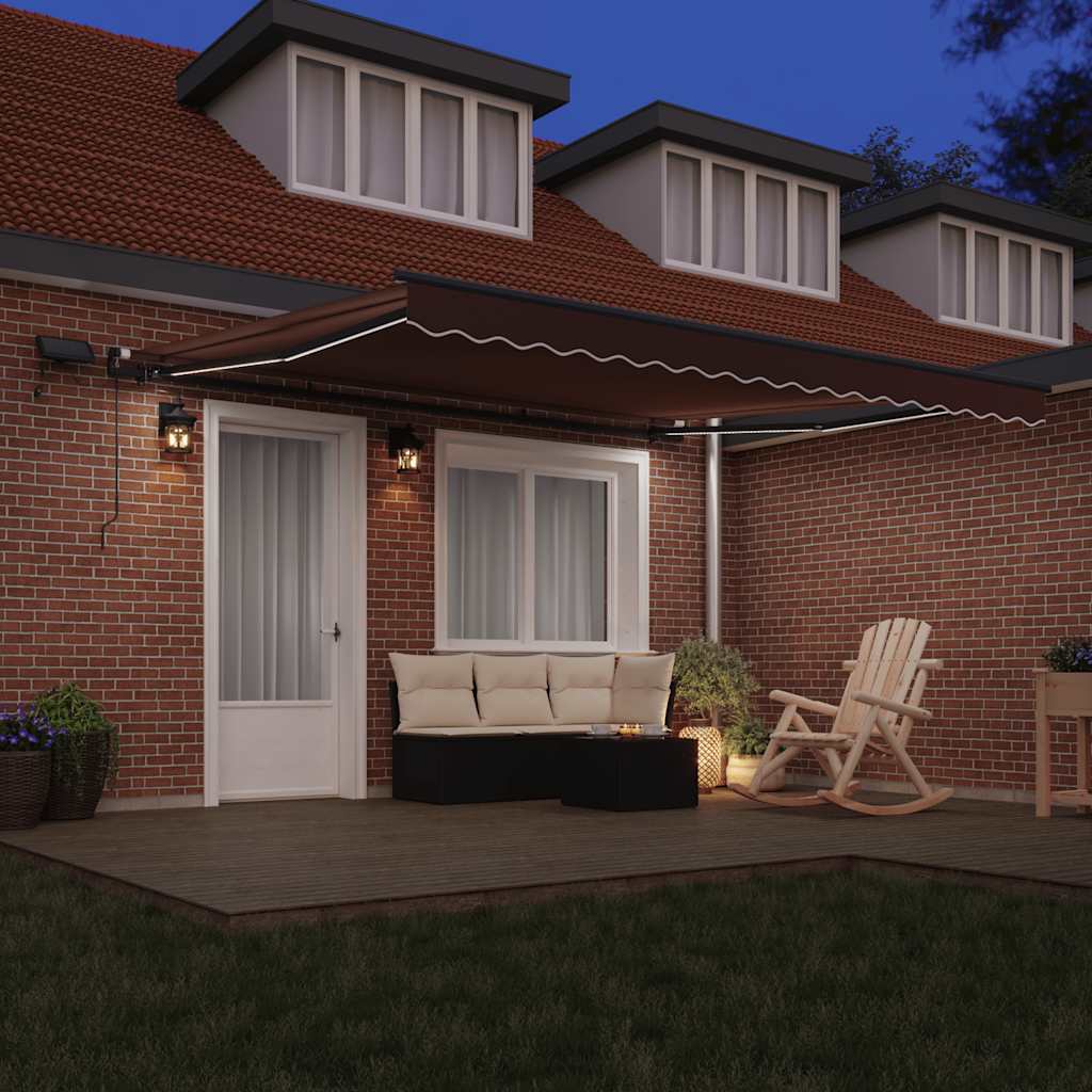 Manual Retractable Awning with LEDs Brown 400x300 cm