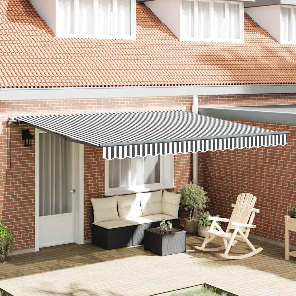 Manual Retractable Awning Anthracite and White 400x300 cm