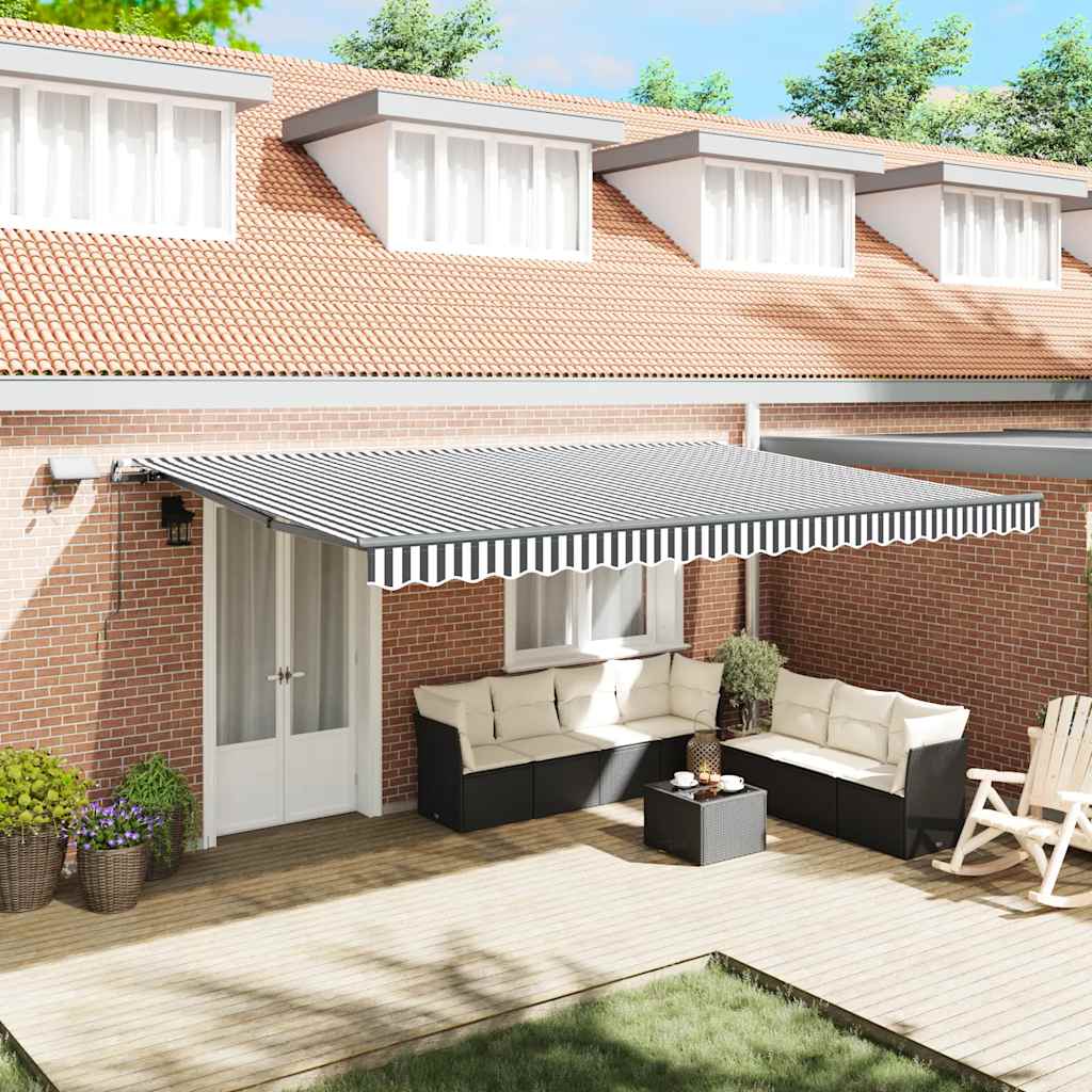 Manual Retractable Awning with LEDs Anthracite&White 500x300 cm