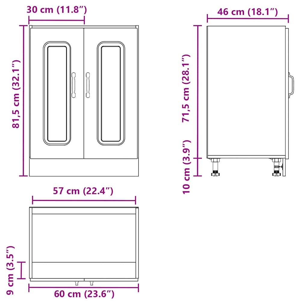Sink Base Cabinet "Kalmar" High Gloss White 60x46x81,5 cm Engineered Wood