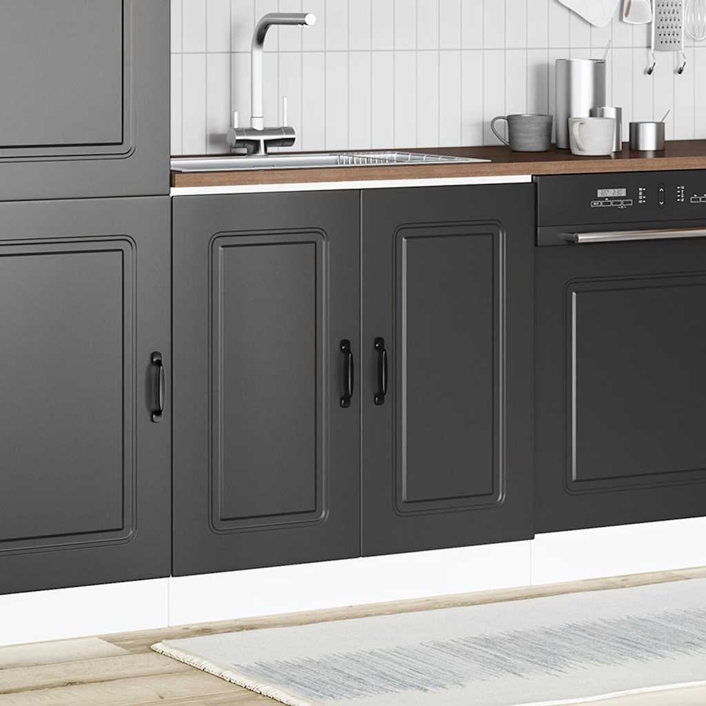 Sink Base Cabinet "Kalmar" Black 80x46x81,5 cm Engineered Wood