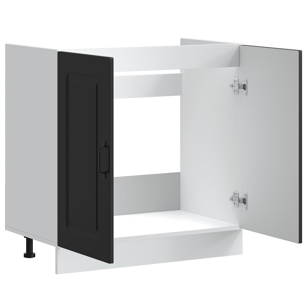 Sink Base Cabinet "Kalmar" Black 80x46x81,5 cm Engineered Wood