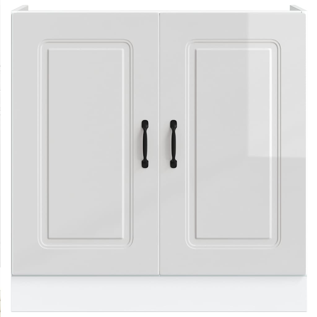 Sink Base Cabinet "Kalmar" High Gloss White 80x46x81,5 cm Engineered Wood