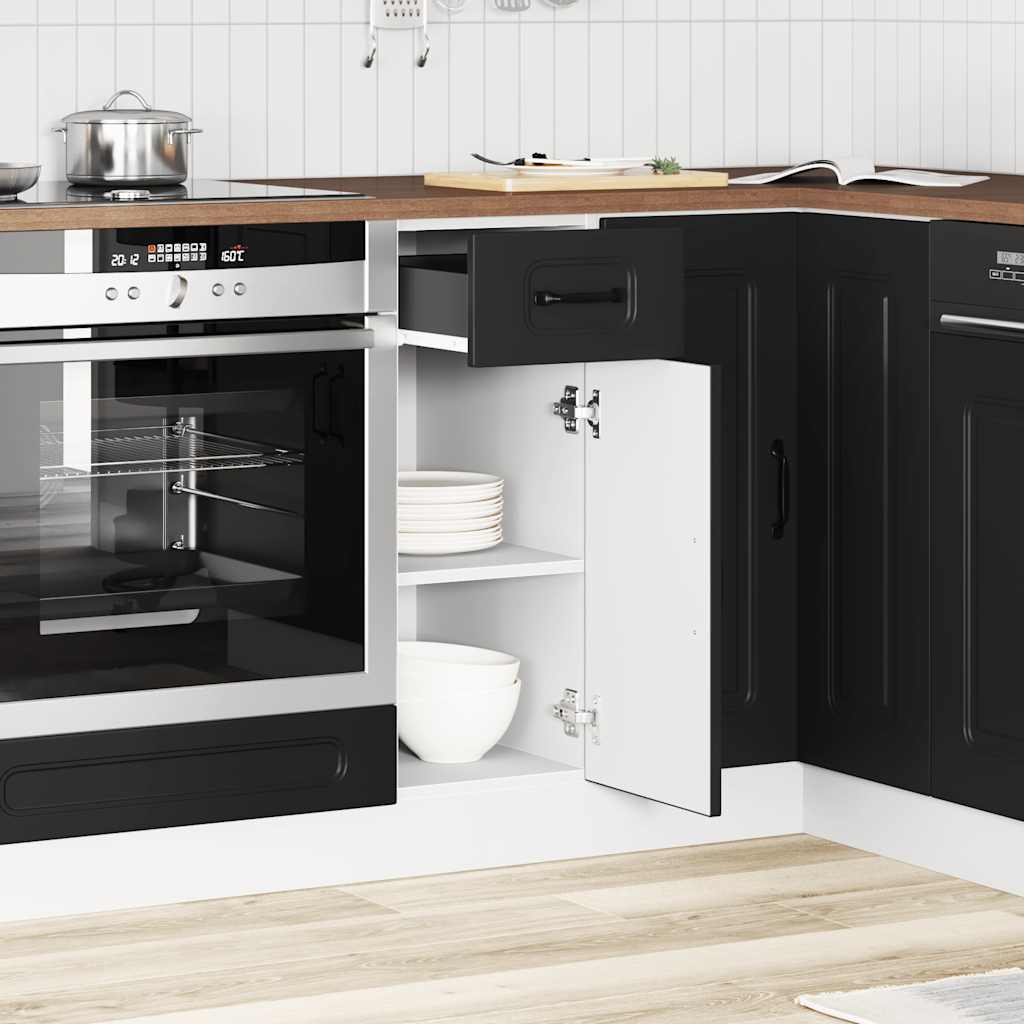 Kitchen Base Cabinet "Kalmar" Black Engineered Wood