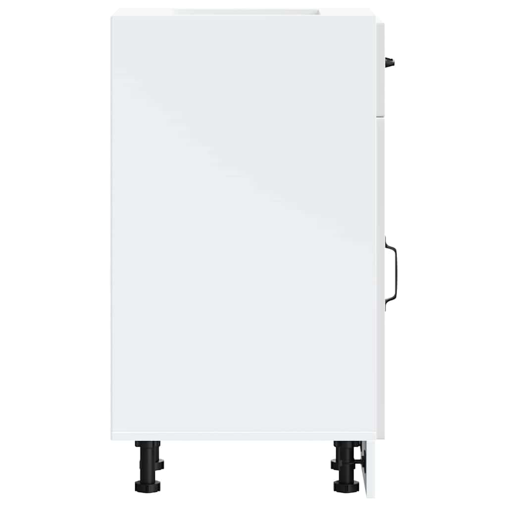 Kitchen Base Cabinet "Kalmar" High Gloss White Engineered Wood