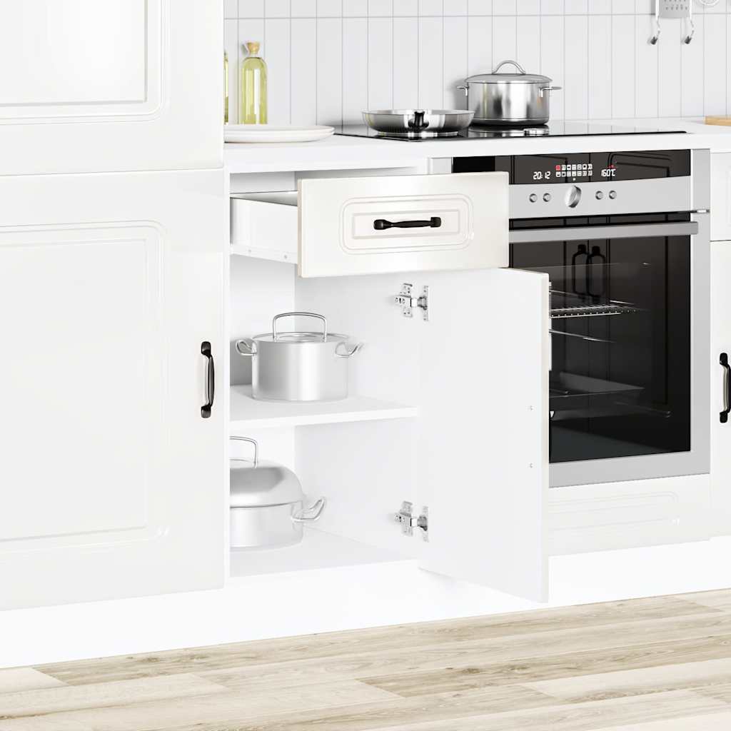 Kitchen Base Cabinet "Kalmar" High Gloss White Engineered Wood