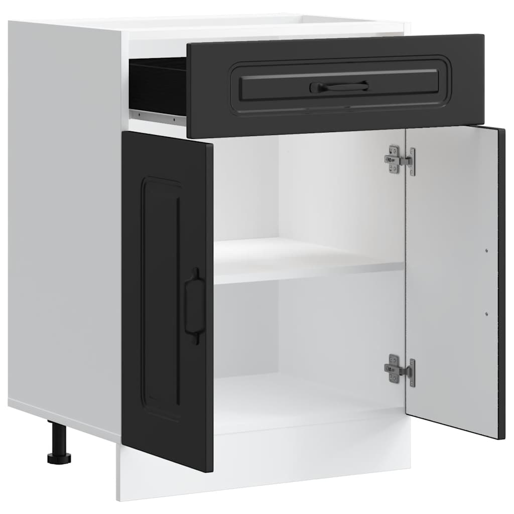 Kitchen Base Cabinet "Kalmar" Black Engineered Wood