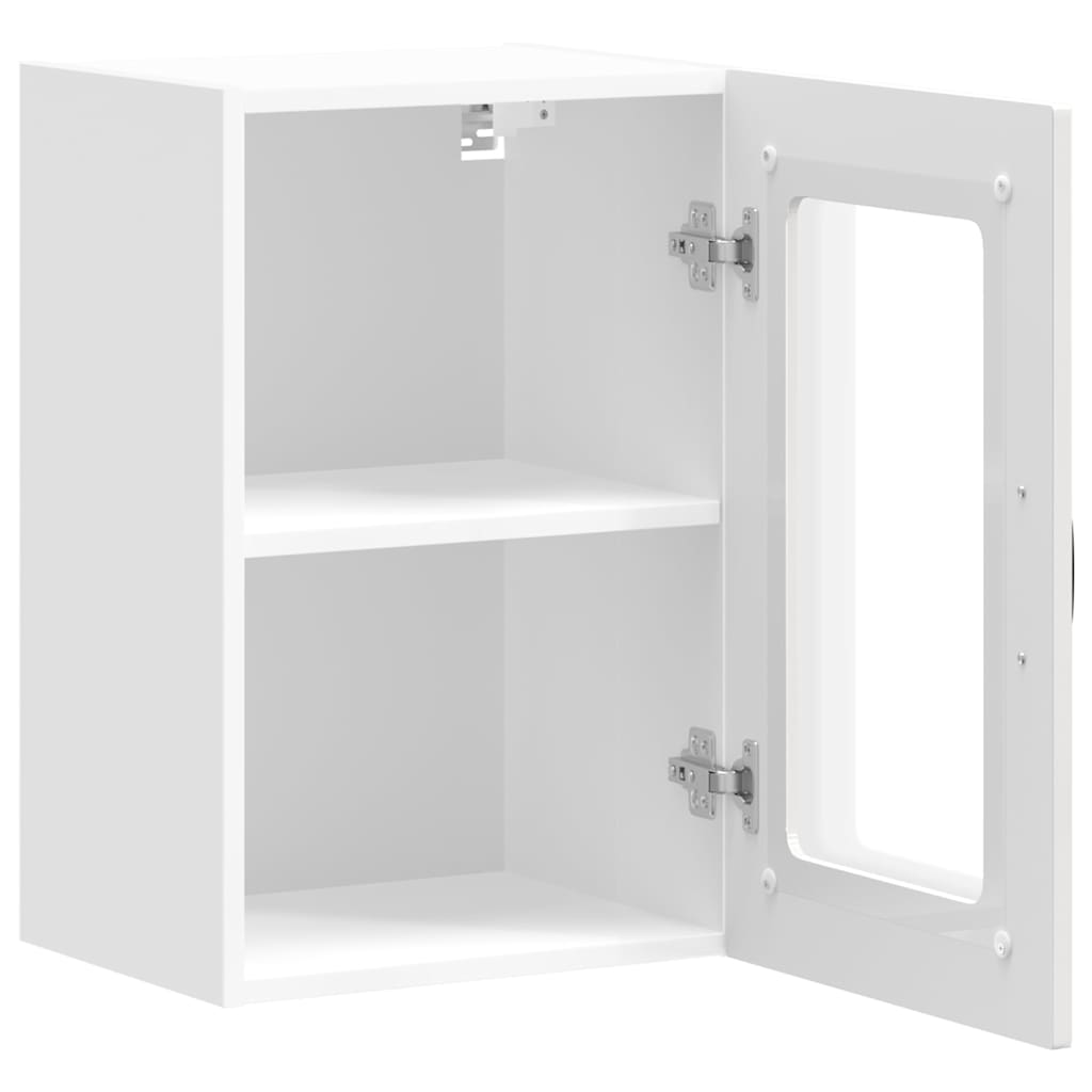 Kitchen Wall Cabinet with Glass Door "Kalmar" High Gloss White Engineered Wood