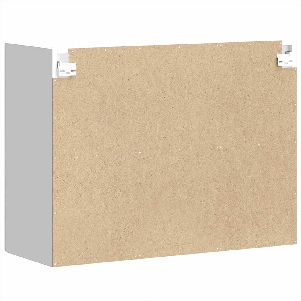 Kitchen Wall Cabinet with Glass Door "Kalmar" High Gloss White Engineered Wood