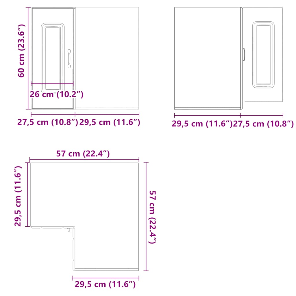 Kitchen Wall Corner Cabinet "Kalmar" High Gloss White Engineered Wood