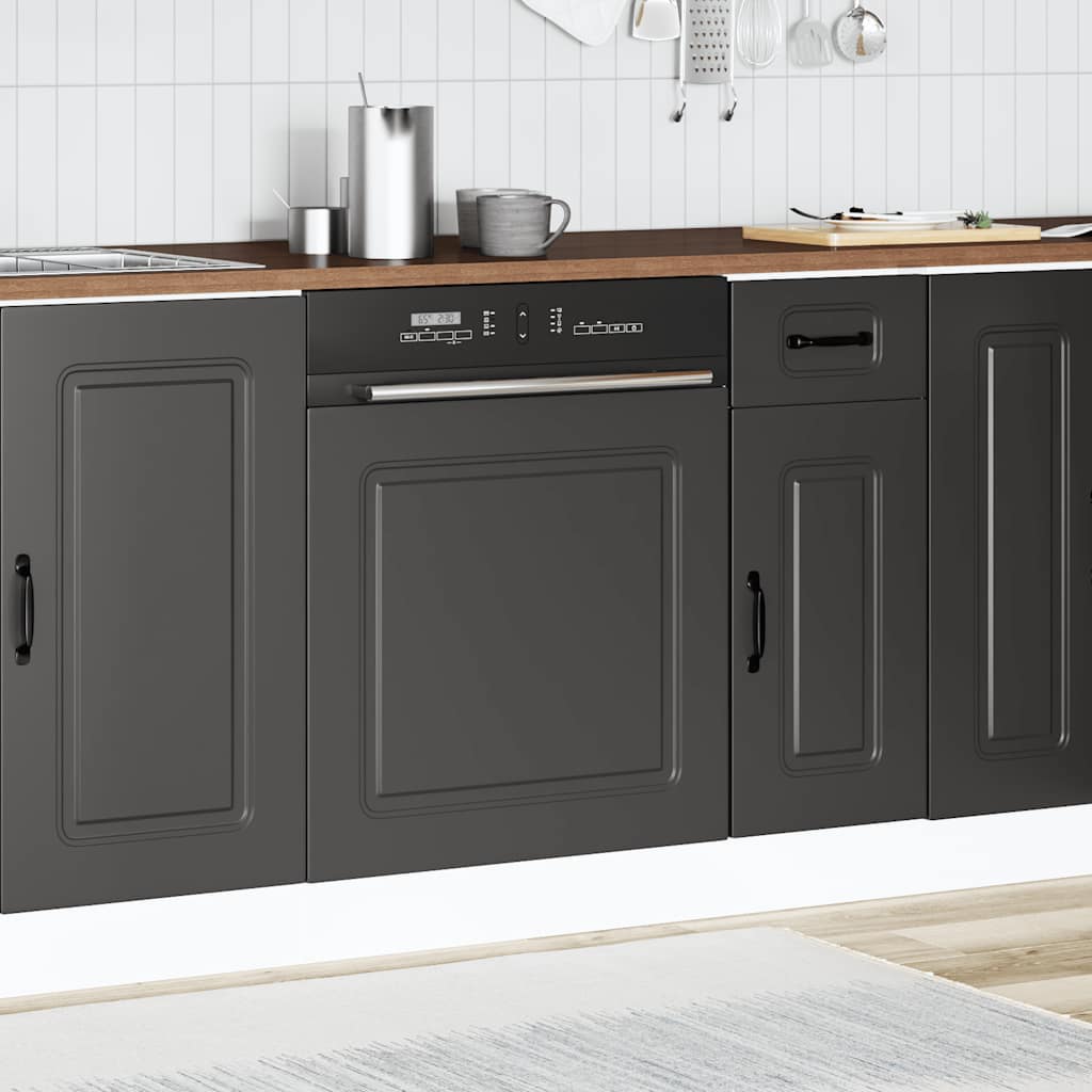 Dishwasher Panel "Kalmar" Black 60x1,5x67 cm Engineered Wood