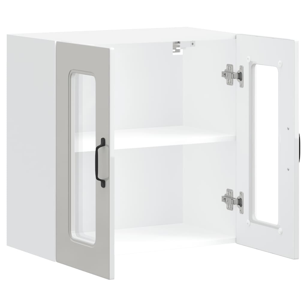 Kitchen Wall Cabinet with Glass Door "Kalmar" High Gloss White Engineered Wood