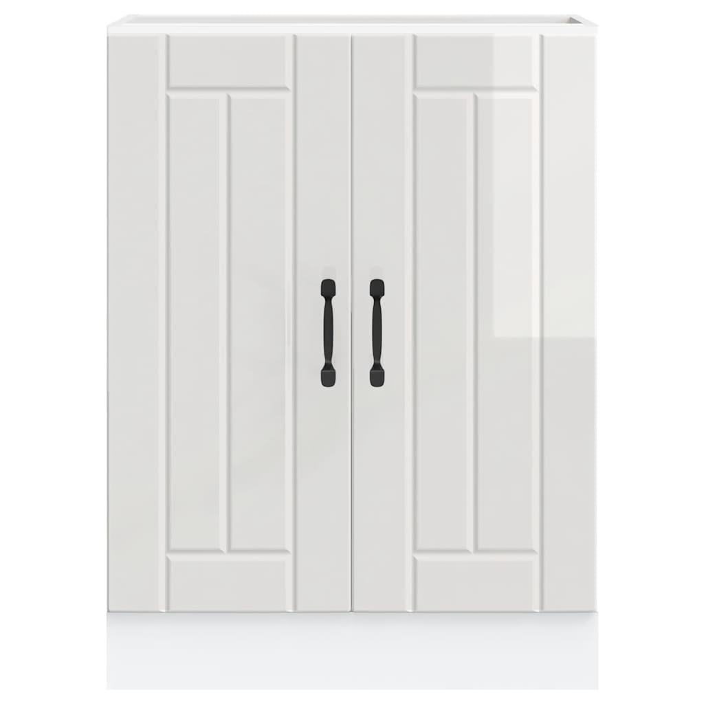 Sink Base Cabinet "Lucca" High Gloss White Engineered Wood