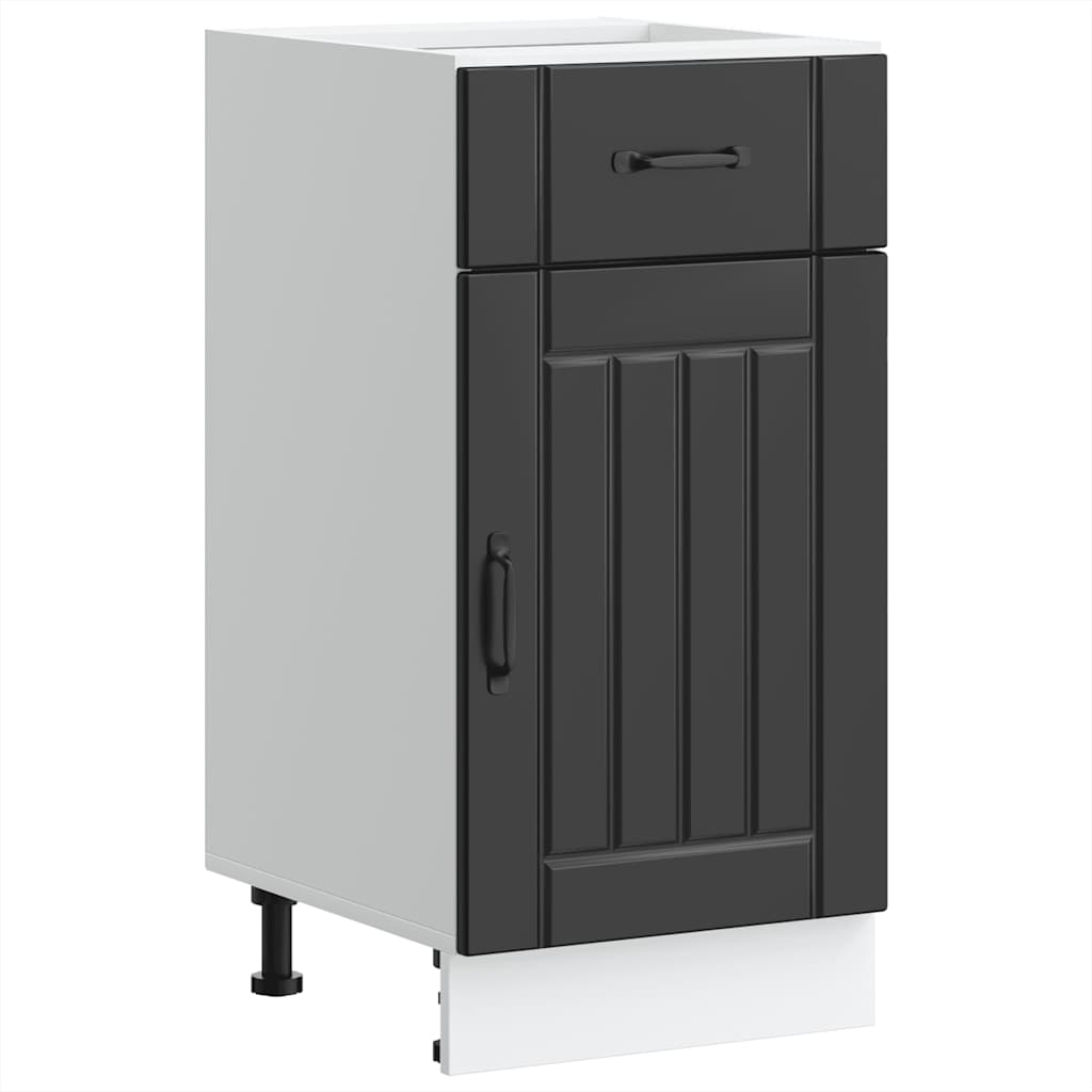Kitchen Base Cabinet "Lucca" Black Engineered Wood