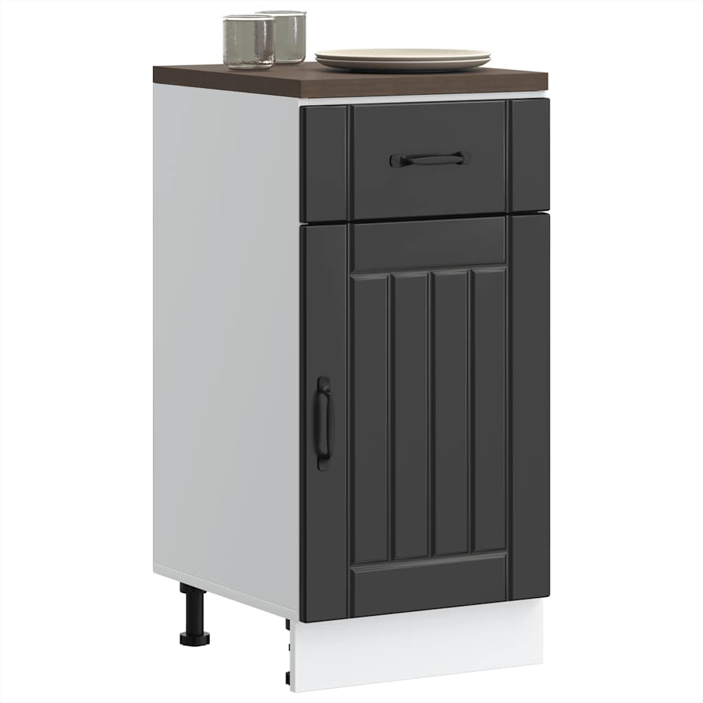 Kitchen Base Cabinet "Lucca" Black Engineered Wood